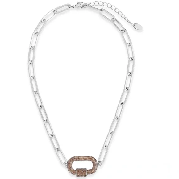 Carabiner Pave Linked Lock Necklace NWT - Picture 2 of 5